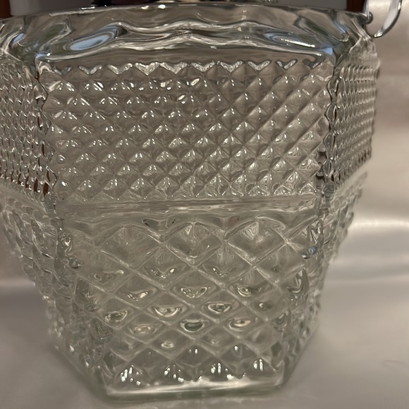Vintage Anchor Hocking Wexford Glass Ice Bucket with Lid & Tongs Diamond Shaped - Picture 8 of 12